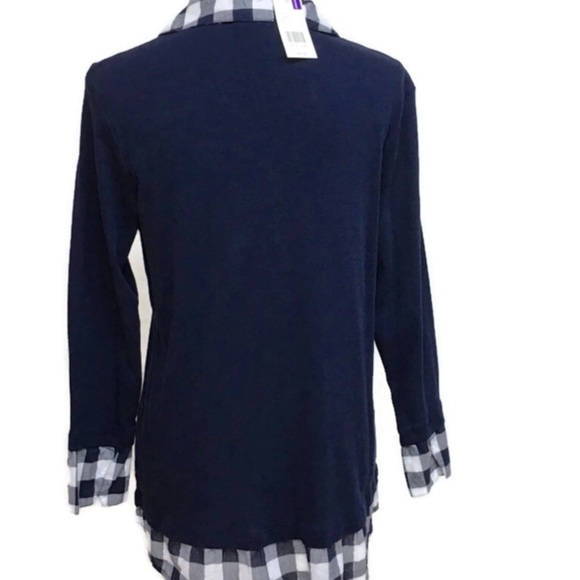 NWT.  Kim Rogers Navy Blouse Size M - Picture 2 of 7